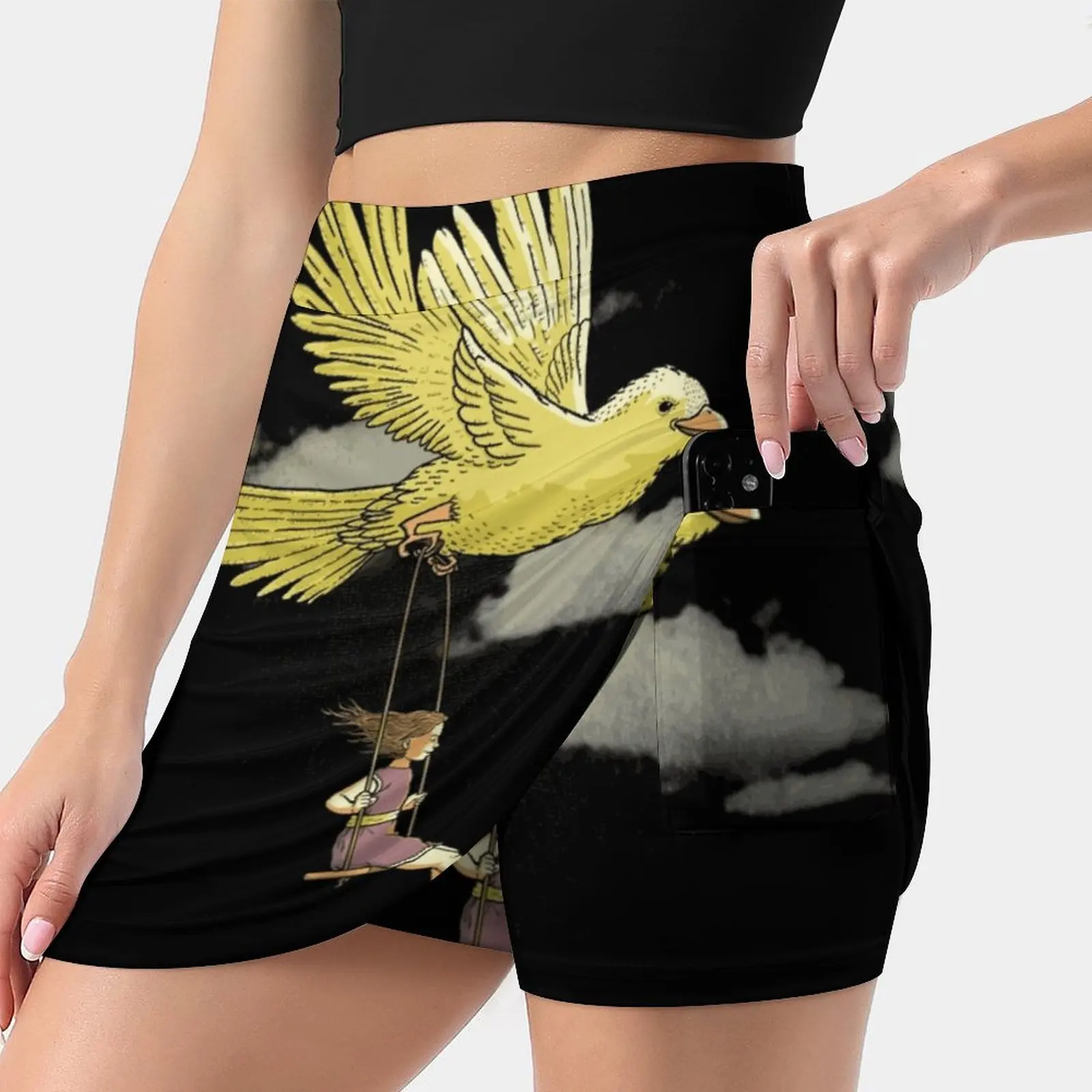 

Higher Up To The Sky!! Women Tennis Skirts Golf Badminton Pantskirt Sports Phone Pocket Skort Dream Child Bird Flying Kid Fly