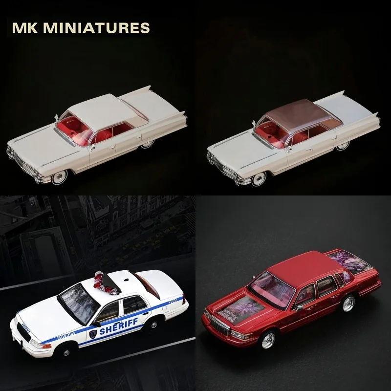 

MK Miniatures 1:64 DeVille White Crown Victoria SHERIFF Lowrider Red Diecast Model Car