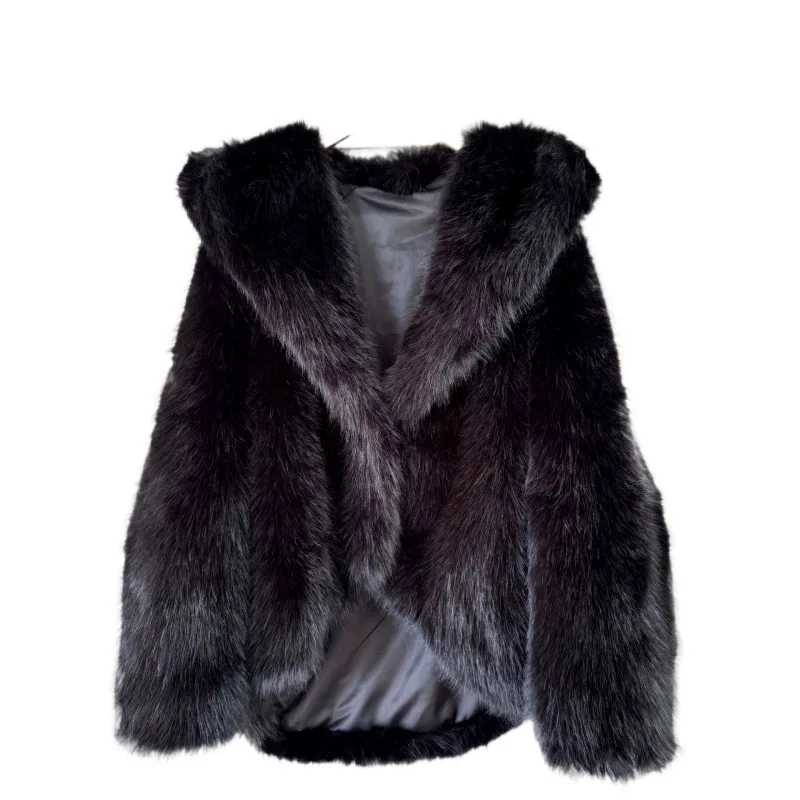 Wintermode namaakbont bovenkleding Trendy pluche pluizig los zacht prachtig feest energiek kleurrijk hiphop schattig bovenkleding met capuchon