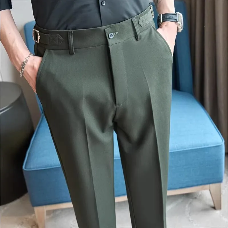 New Summer Men Thin Formal Wear Wedding Dress Trousers Male Boutique Slim Suits Pants High Quality Men Business Suit Pants 38