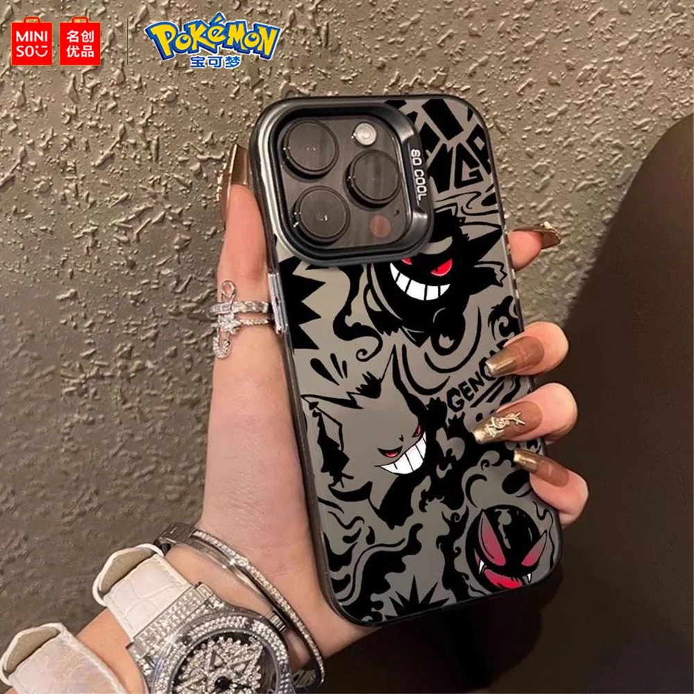 Miniso Pokemon Collaboration Pikachu Gengar Phone Case For iPhone 15 14 13 11 12 16 Pro Max Plus X XR Girl Silicone Phone Case