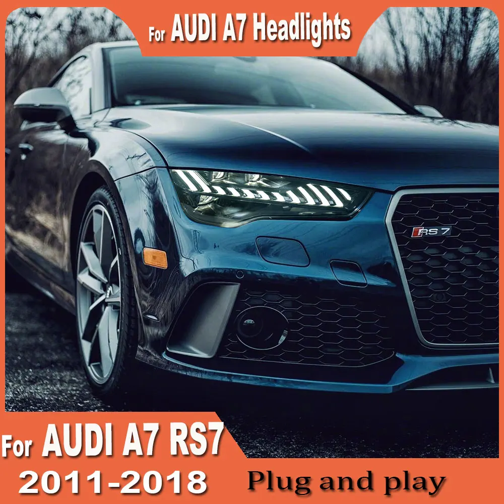 Car Headlight For Audi A7 2011 2012 2013 2014 2015 2016 2017 2018 LED RS7 Headlamp Dynamic Information Turn Signals Accessories