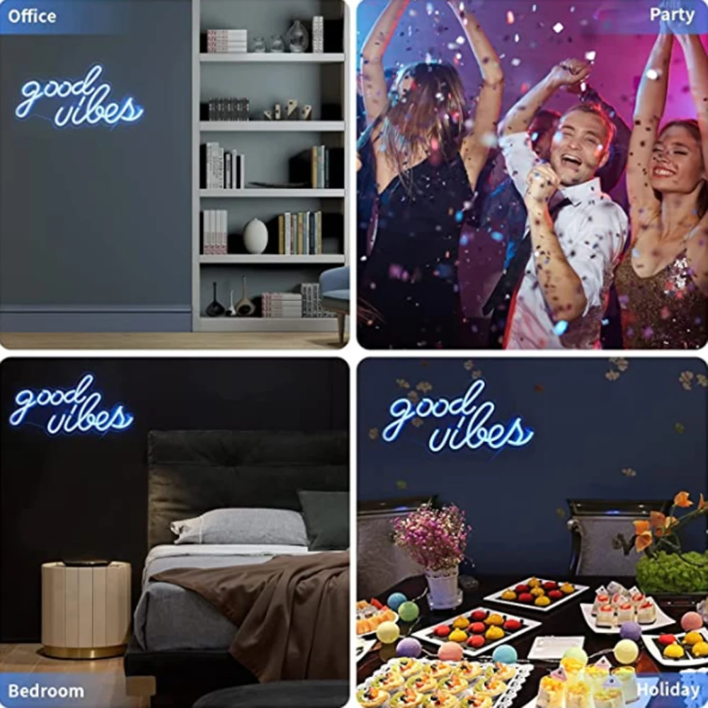 Good Vibes Neon alimentato da USB con interruttore dimmerabile camera da letto Pink LED Neon Wall Decor Neon Playroom Party Bar Decor