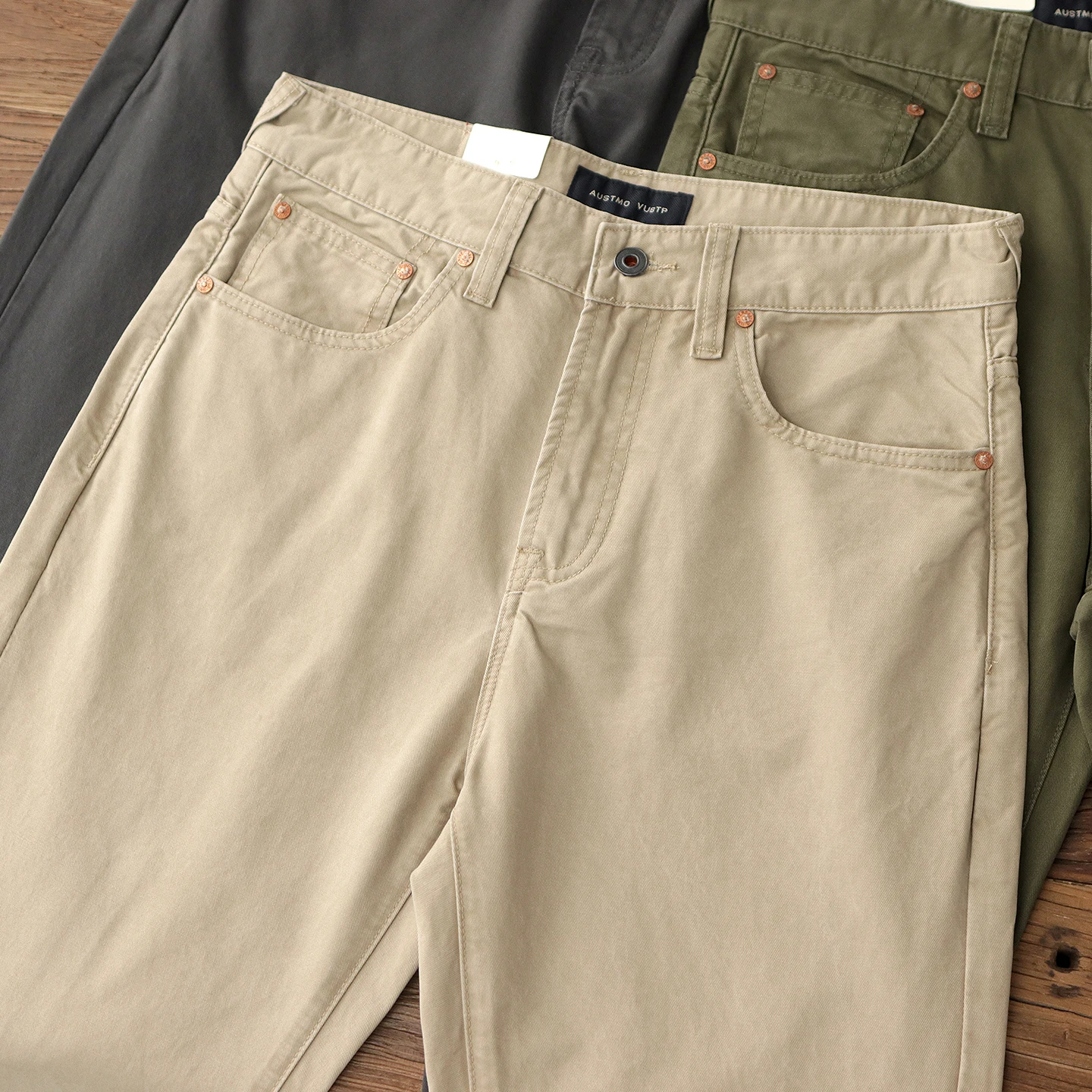 Retro pure cotton casual pants for men washing and antique simple khaki work suit straight pants for men new spring and autumn