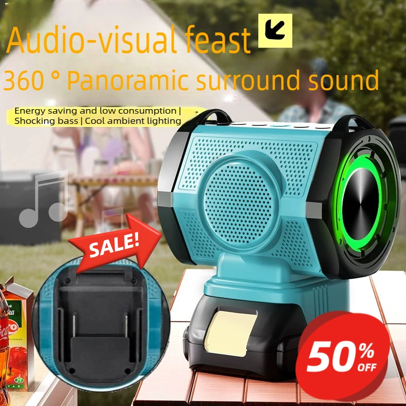 

Портативный Bluetooth-динамик-усилитель для литиевых аккумуляторов Makita 18В с зарядкой через USB Type-C для кемпинга