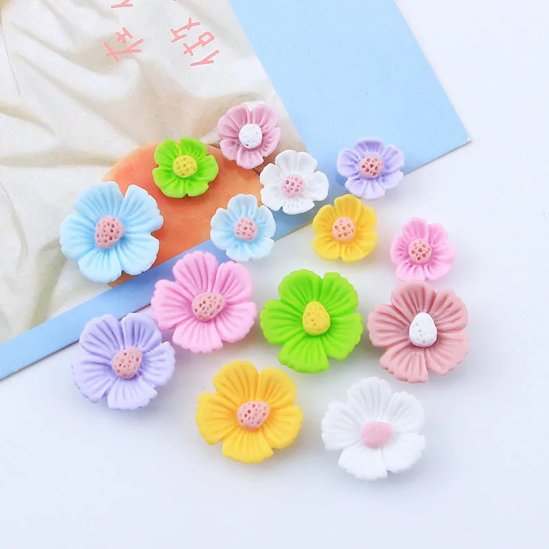 Kawaii Resin Flower Embellishment for Scrapbooking, Colorful Ceramic Flower, DIY Decoration, Headdress Craft, 10/20mm Size 10Pcs