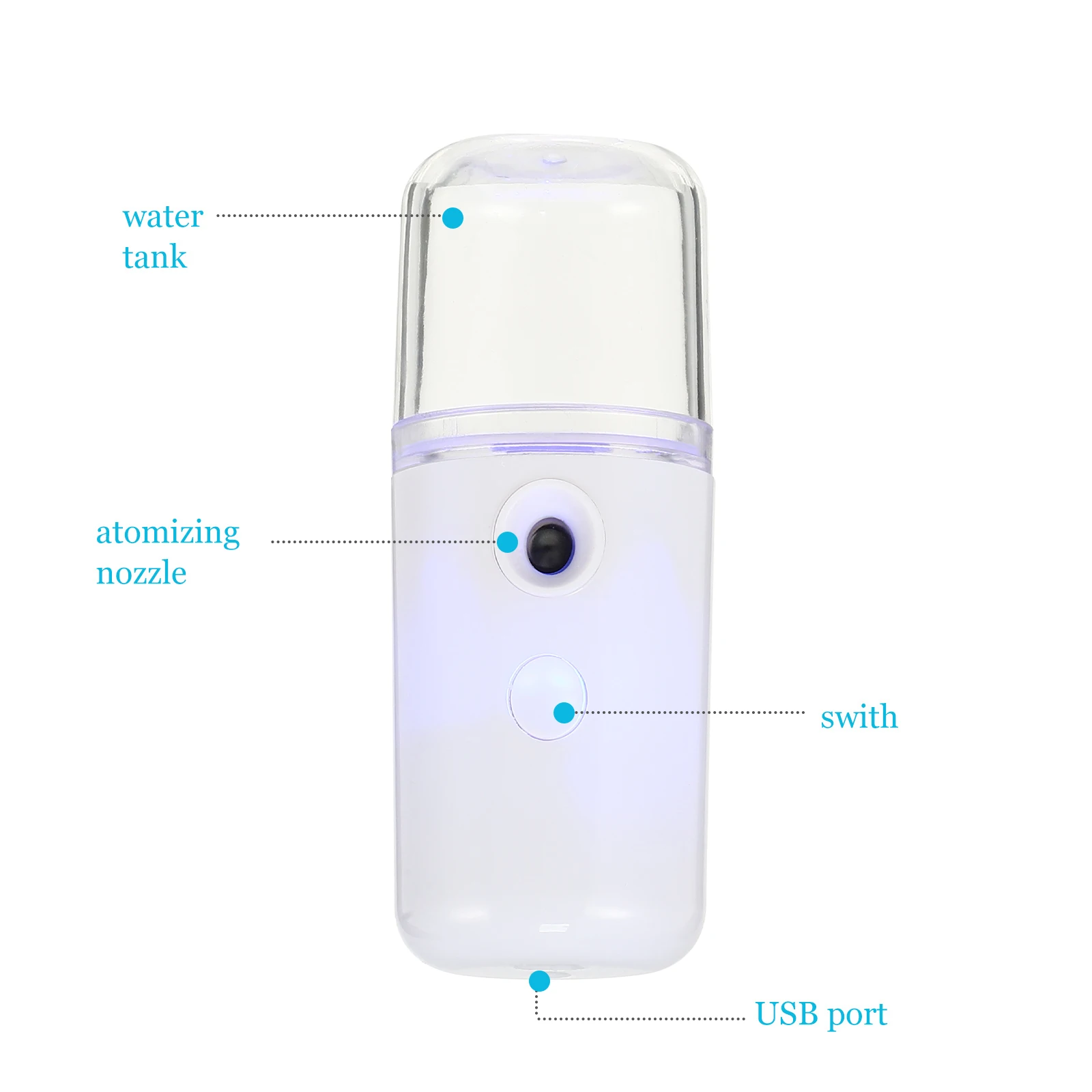 

1pc USB Charging Sprayer Compact Lightweight Mini Face Device White Nano Atomization Moisture Penetration Skin Cleaning Portable