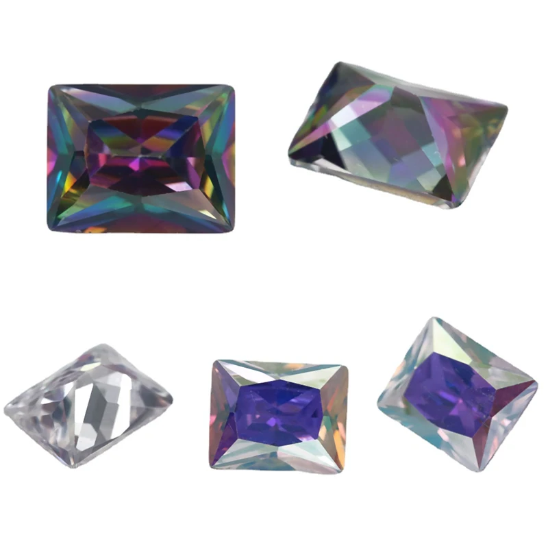 

Size 3x5mm~10x12mm Rectangle Cut Plating Color Cubic Zirconia Stone Loose Multiolor CZ Synthetic Gemstone for Jewelry