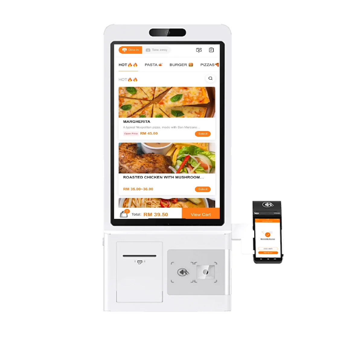 21.5 inch touch screen monitor for self-service kiosk all-in-one fast food ordering machine self payment printer software