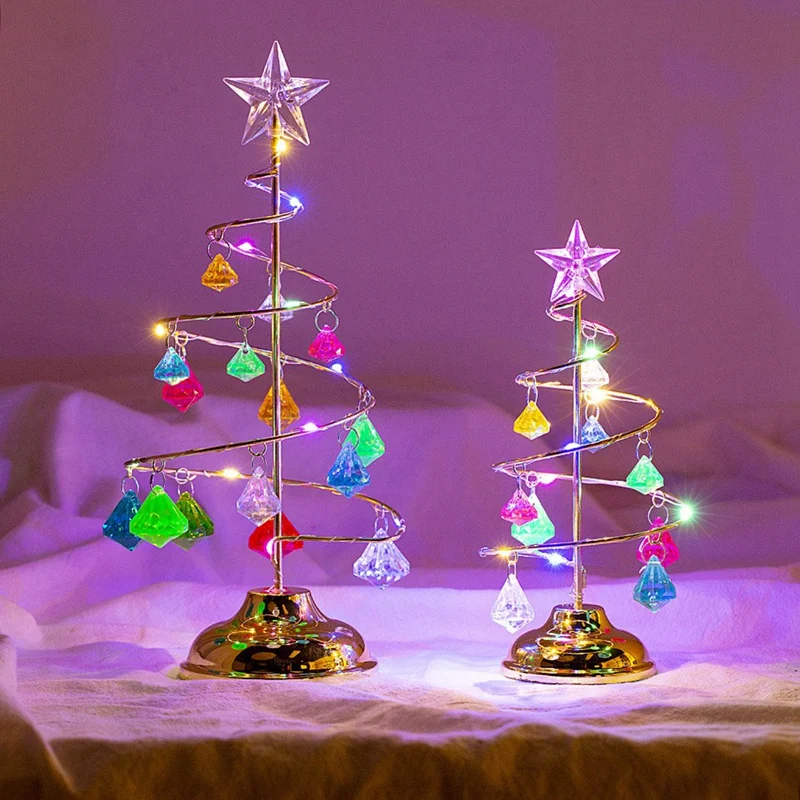 Christmas Decorations Christmas Tree Crystal Table Decor Xmas Gifts Christmas Tree Lighting Party Festival Decor Lamp S