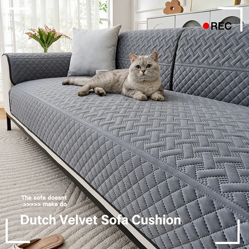 Quilted Dutch Velvet Sofa Cover Anti-slip Couch Slipcover Stain Resistant Washable One-Piece Modern for Living Room Office