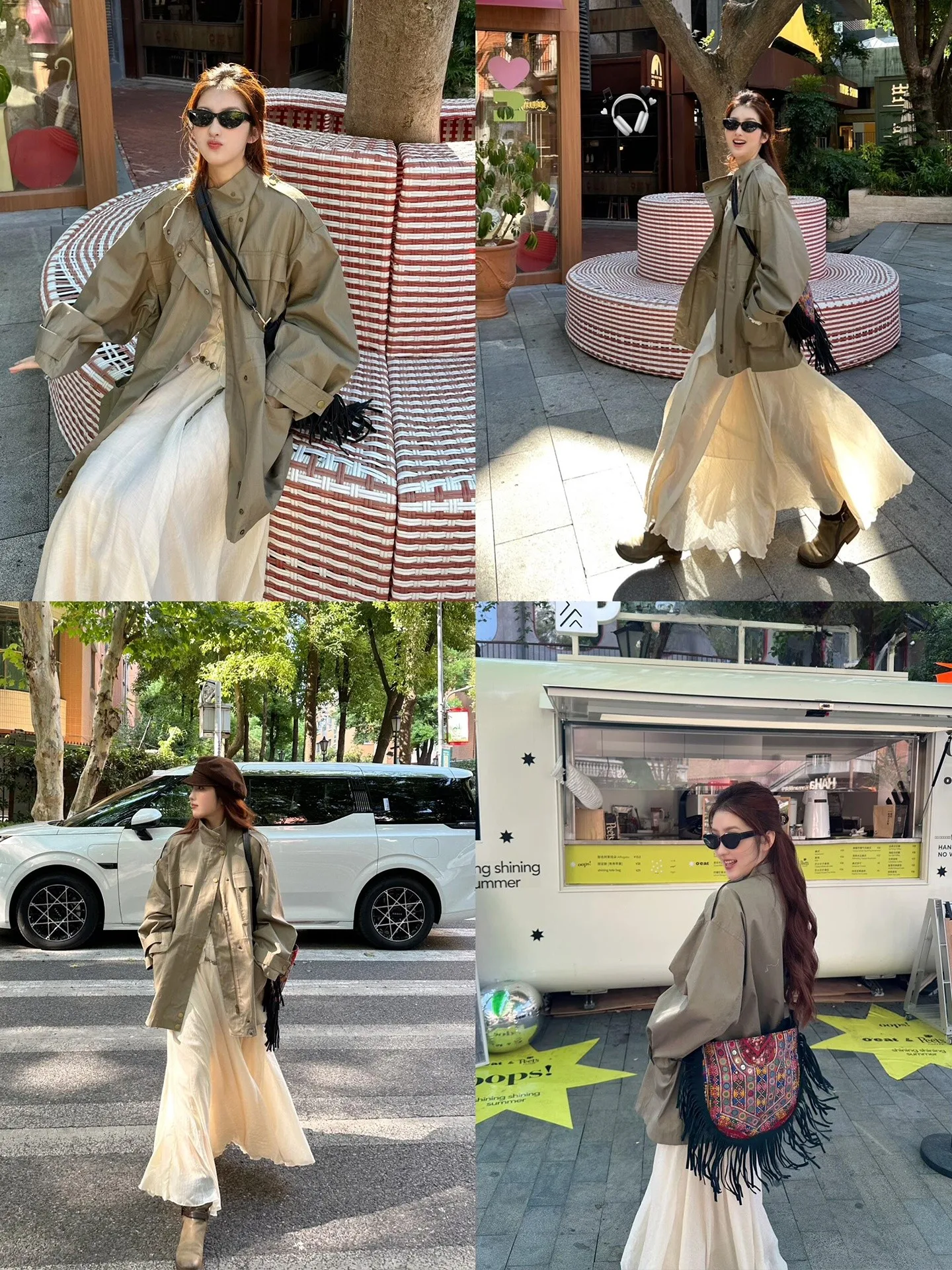

WANNANKE San Francisco Sunset Vintage Silhouette Stand Collar Design Casual Workwear Sle Coat Long Sve Mid-length