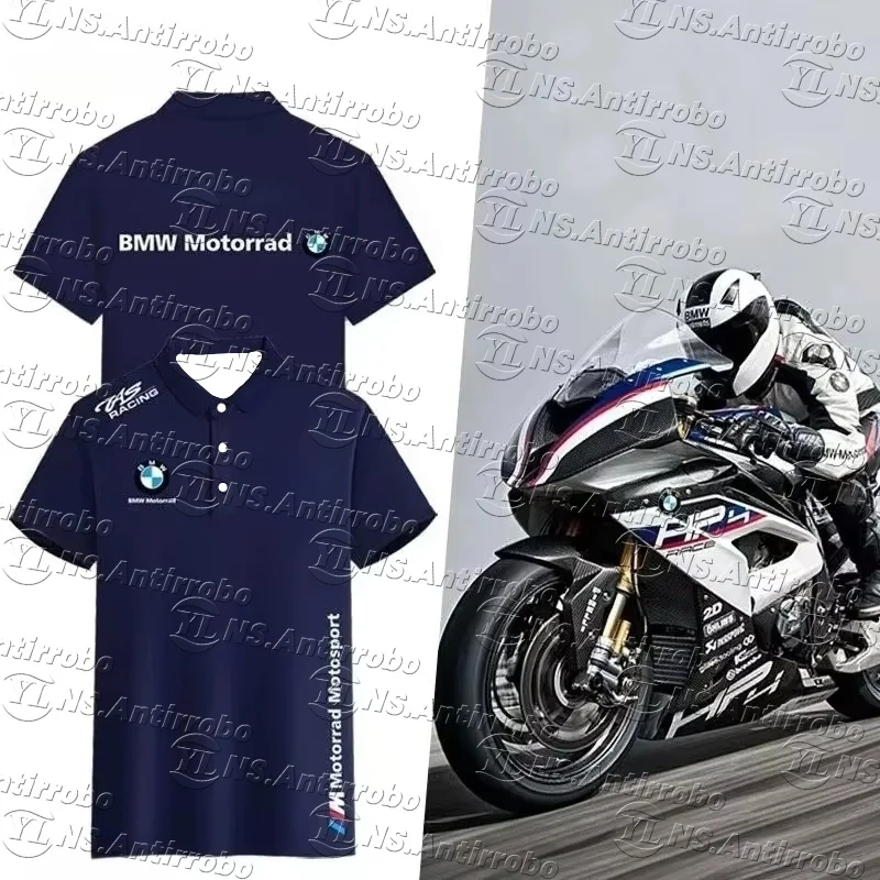 

Футболка BMW с короткими рукавами, мужская летняя рубашка поло с лацканами, мотоциклетный костюм для езды, гоночный костюм Bmw Locomotive