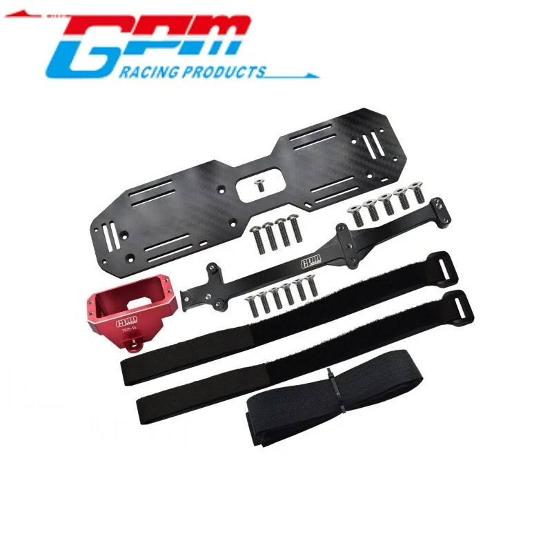 GPM GSLE0126A ALUMINIUM 7075-T6 SERVO MOUNT AND CARBON FIRBRE BATTERY COMPARTMENT FOR TRAXXAS 1/8 SLEDGE RC Upgrade