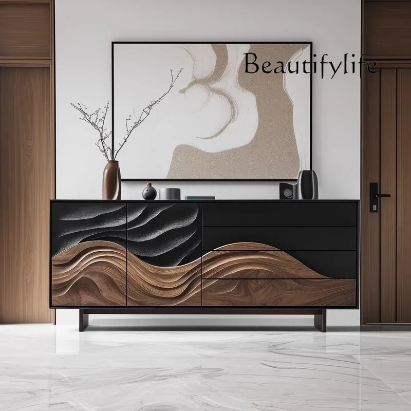 

Kh X Solid Wood Porch Cabinet Facing The Foyer Cabinet Household Retro Art Relief Decoration High-end Locker