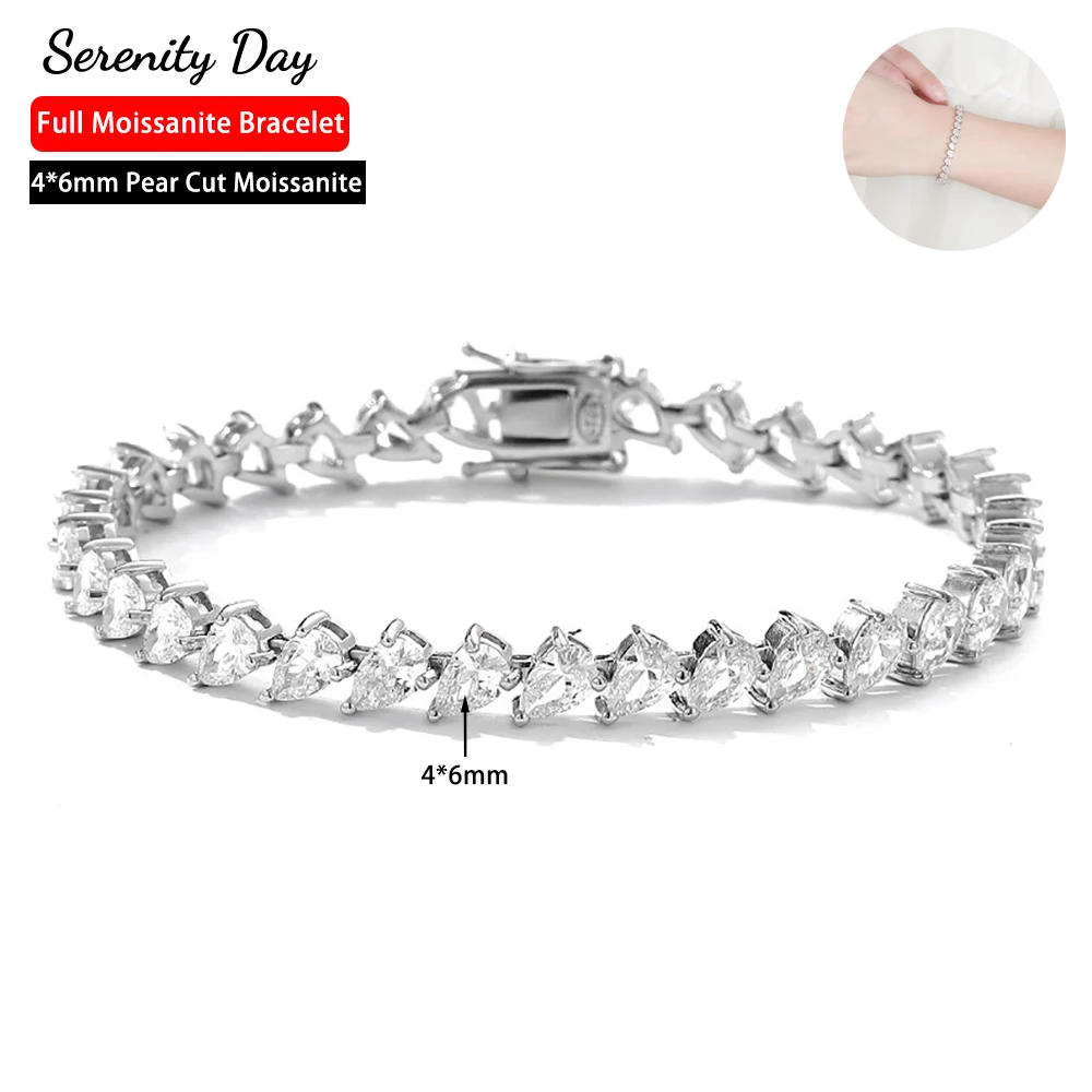 

Serenity D Color 4*6mm Pear Cut Moissanite Tennis Bracelet For Women Man S925 Silver 4*4mm Princess Bracelet Plated 18K Jewelry