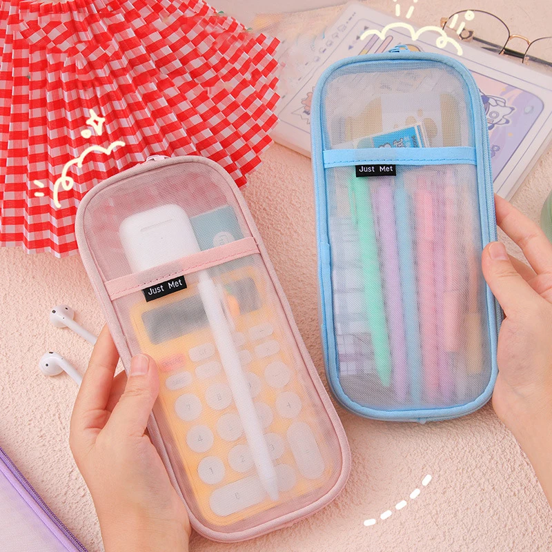 Transparent Women Makeup Bag Mesh Makeup Case Organizer Korean Cosmetic Bags Travel portable Toiletry Bag Zipper Beauty Case