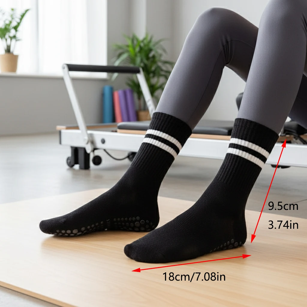 Women Non Slip Yoga Socks, Grippy Pilates Socks, 2/5 Pairs Set, Anti-Skid Socks for Dance, Barre, Gym, Fitness Workout image 6