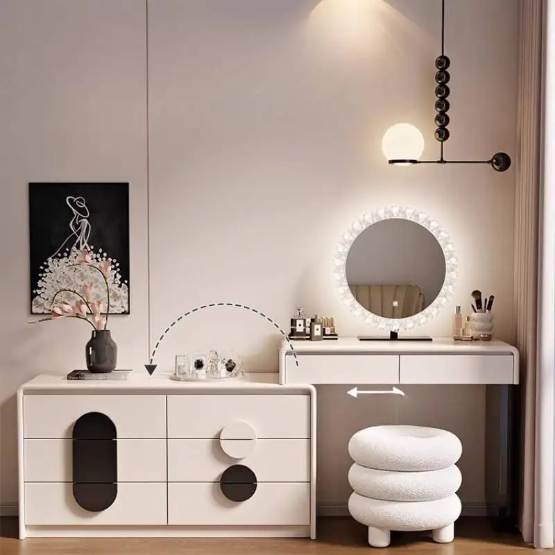 Camera da letto per ragazze, tavolo da toeletta, cassetto, professionale, moderno, bianco, tavolo da toeletta, specchio, organizer, mobili Coiffeuse De Chambre