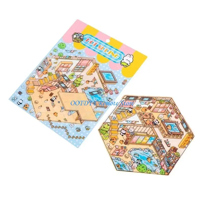 DXAB Miniature Scene Sticker Miniature Minuated Cabin Scene Scener for Scrapbooking