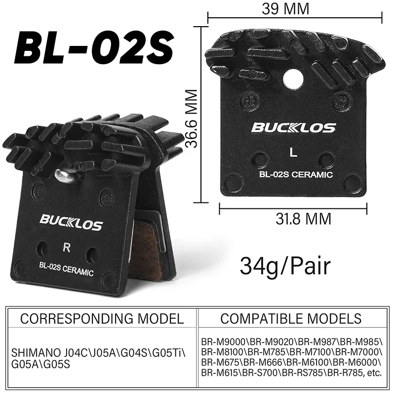 BUCKLOS Mountain Bike Disc Brake Pads for Shimano J04C J05A Ceramic MTB Hydarulic Brake Pads Road Mountain Bicycle Brake Pads