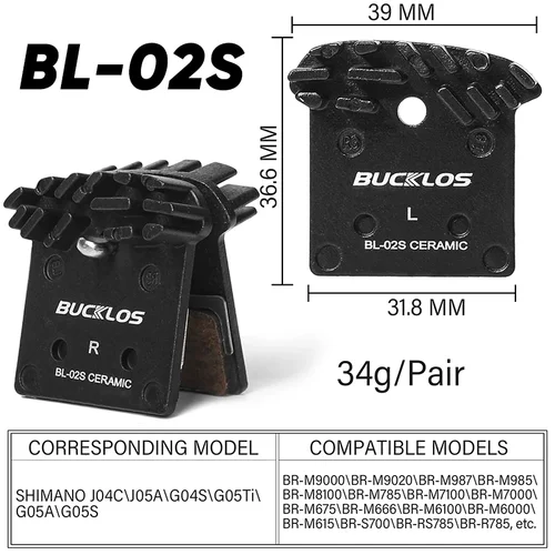 Imagen 2 del producto Pastillas de freno de disco de bicicleta de montaña BUCKLOS para Shimano J04C J05A pastillas de freno hidráulicas de cerámica MTB pastillas de freno de bicicleta de montaña y carretera