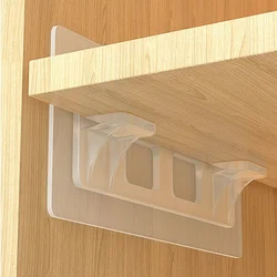 2pcs Adhesive Shelf Support Hooks Drill-free Closet Cabinet Shoe Shelf Support Clips Heavy Duty Storage Partition Plate Holder