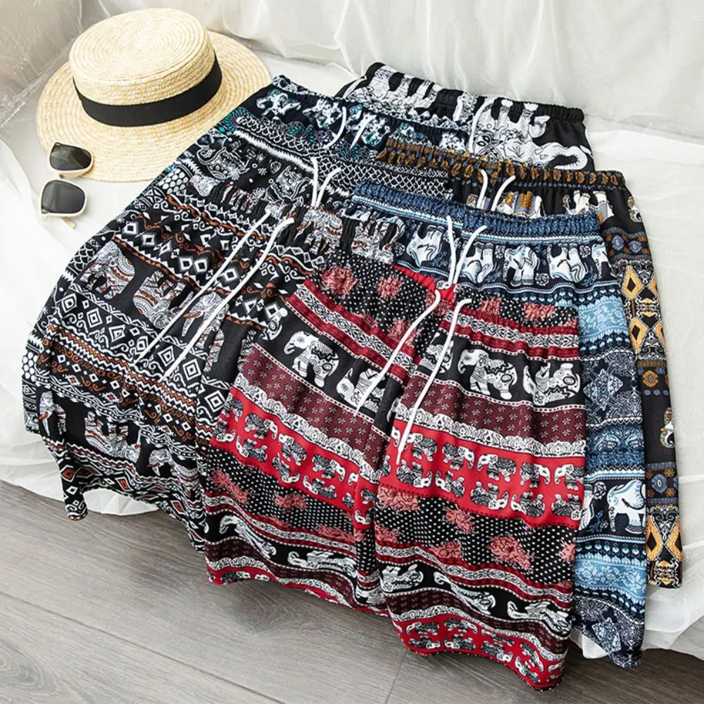 High Waisted Women Summer Shorts Casual at Home Drawstring Beach Short Elastic Long Shorts Girls