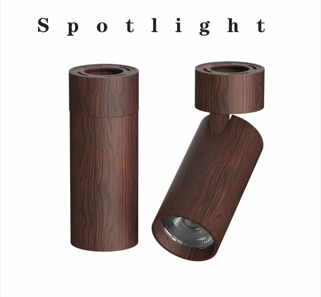 High CRI Dimmable LED Downlight & Spotlight 7-12W Walnut Natural Wood Finish Flush Mount Lamp for Room Kitchen Retail Store