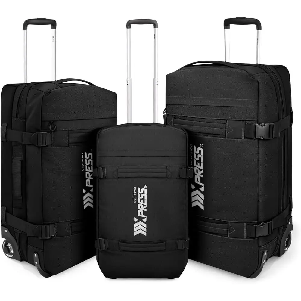 

Набор из 3 предметов: чемоданы с колесами и ручками (20, 26, 30 дюймов) - водонепроницаемые дорожные сумки для мужчин и женщин, черные