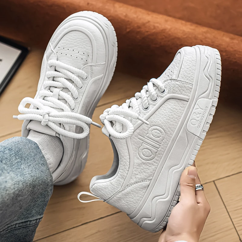 Fashion Outdoor Pu Leather Light Footwear 2025 Spring and Autumn New Mens Sports Shoes Good Quality Anti Slip Running Sneakers 7