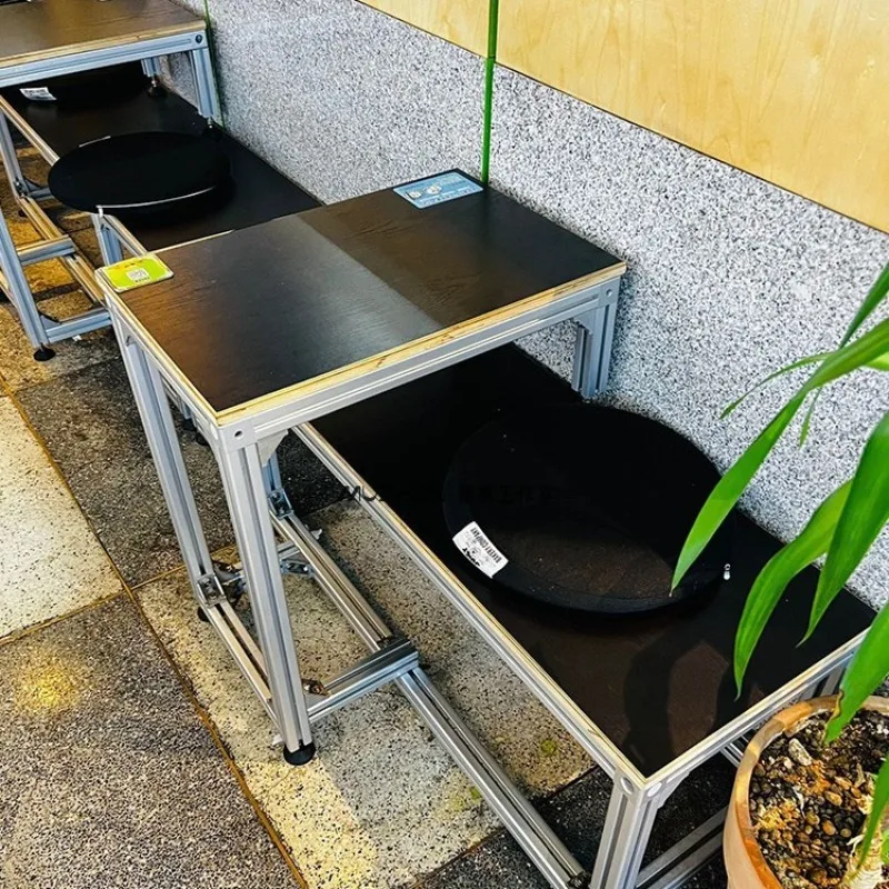 Aluminum profile milk   shop table and chair combination household bench low stool furniture