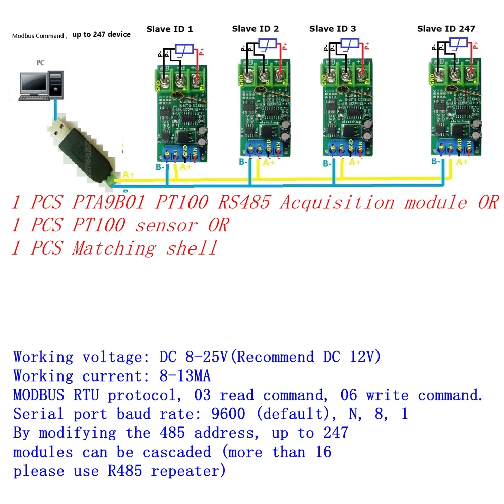 PT100 Thermocouple RTD Sensor Tester with High-Quality Temperature Measurement IC -20-400 Celsius RS485 Modbus Rtu