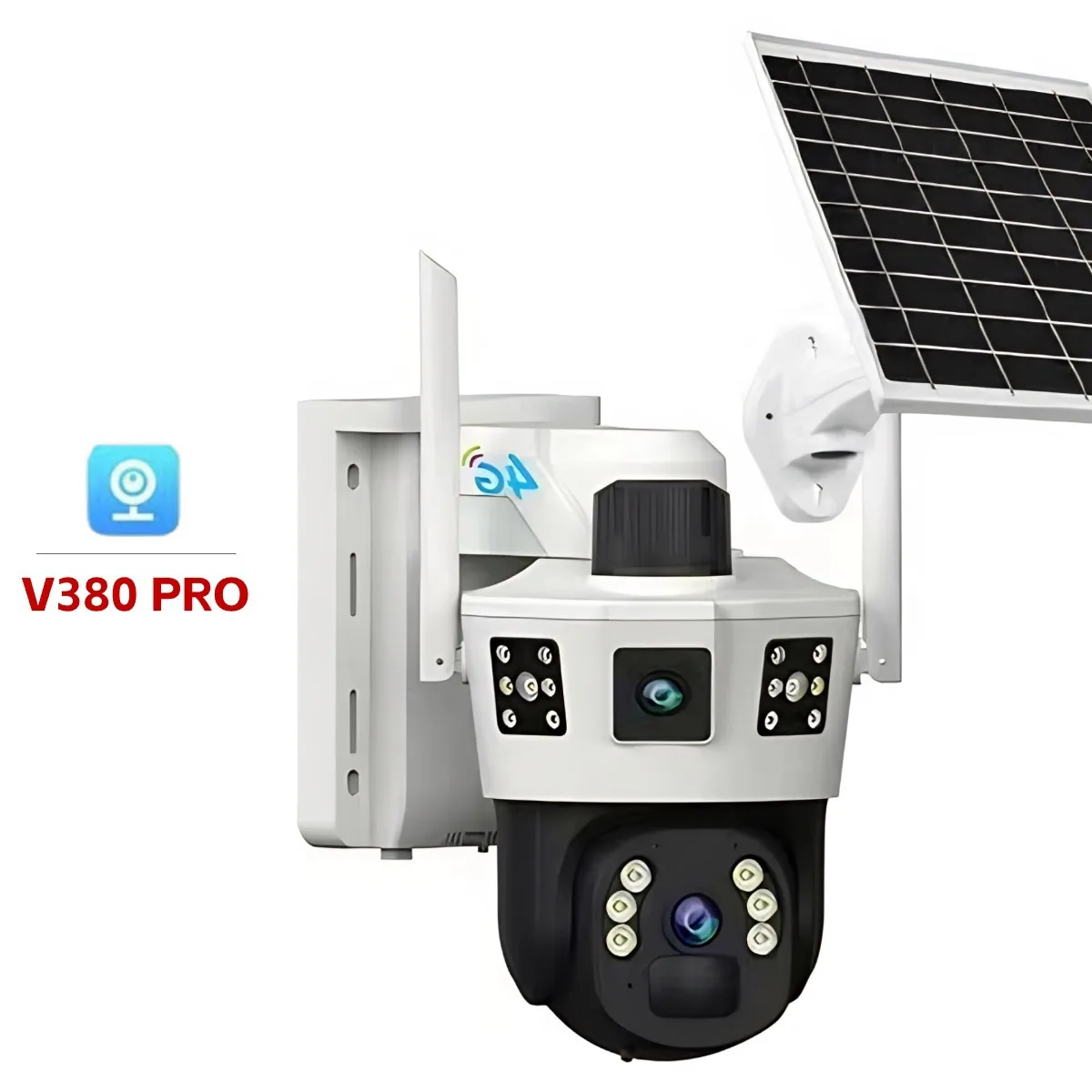 Outdoor 4g three-screen solar monitoring camera V380 high-definition wifi remote low-power full color