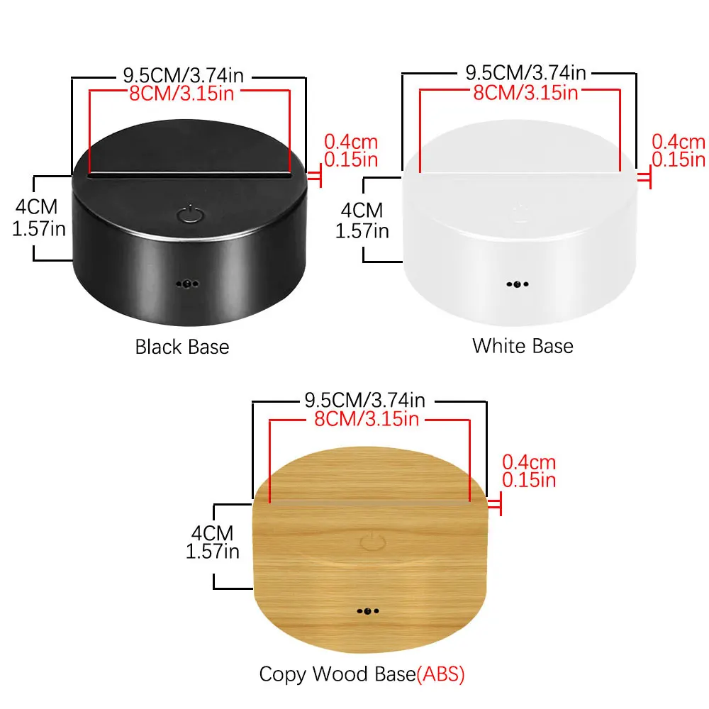 SOLOLANDOR 3D 테이블 데스크 램프용 터치 스위치 교체 베이스, 3D 일루전 야간 조명용 LED 램프 베이스, 7 가지 색상, 최신