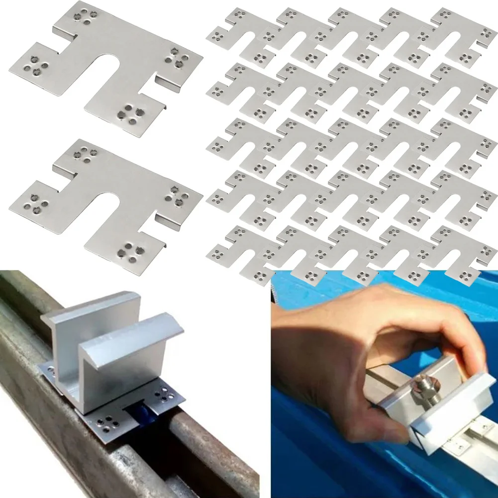 

50pcs Solar Panel PV Grounding Clip/Washer Solar PV Mounting Grounding Conductive Lug Photovoltaic Power Panel Racking Mounts