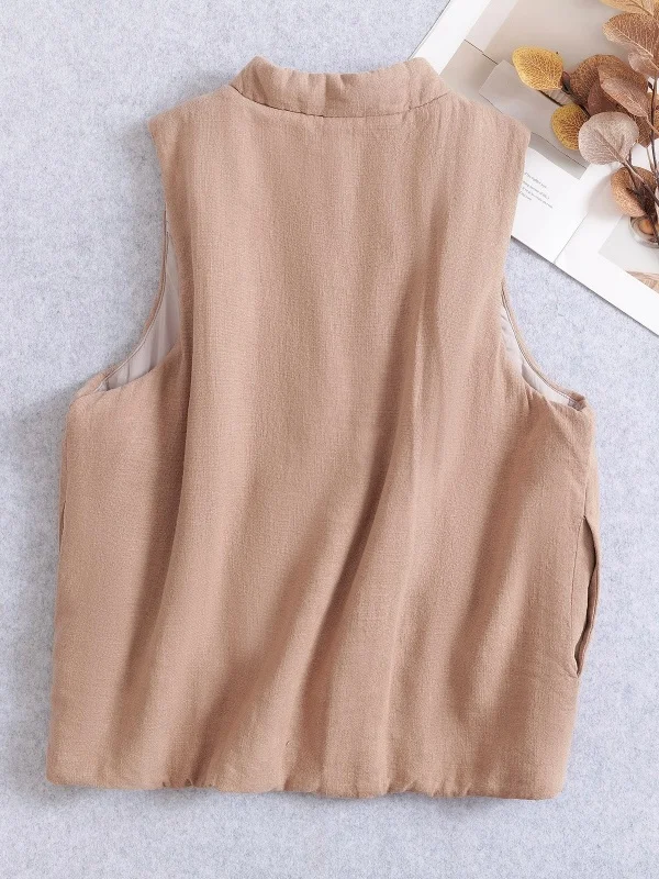 本物の手作りコットンリネンスタンドカラーレトロジャケット新作2024年冬スレ純正品通勤スレシングルボタン