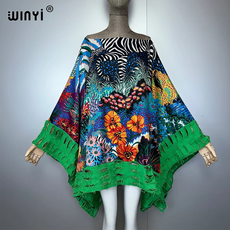 Winyi design original boho feminino férias praia cobrir vestido verão moda áfrica senhora kaftan vestido de noite beachwear