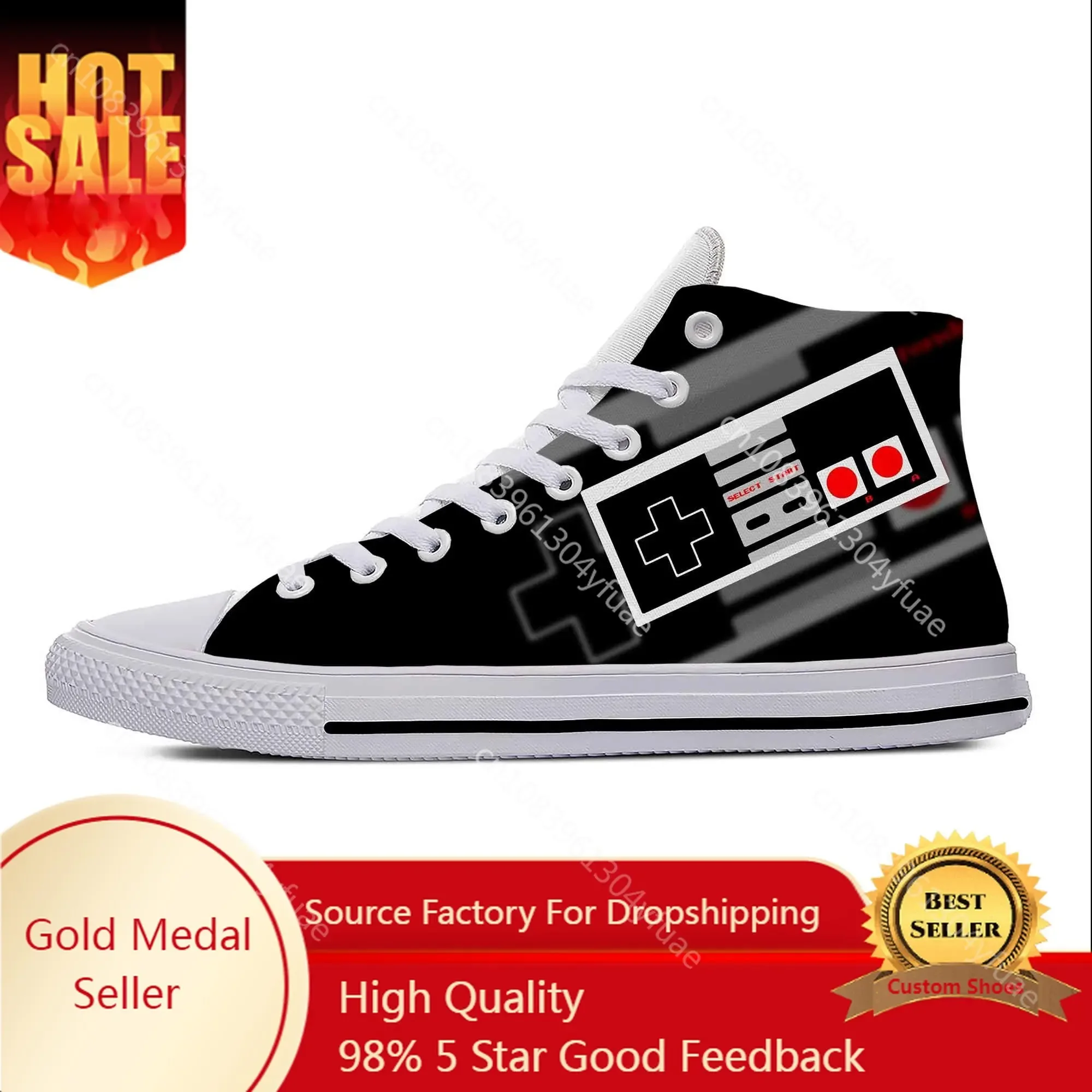 Anime Cartoon Gamer Video Game Controller Gaming Casual Cloth Shoes High Top Lightweight Breathable 3D Print Men Women Sneakers