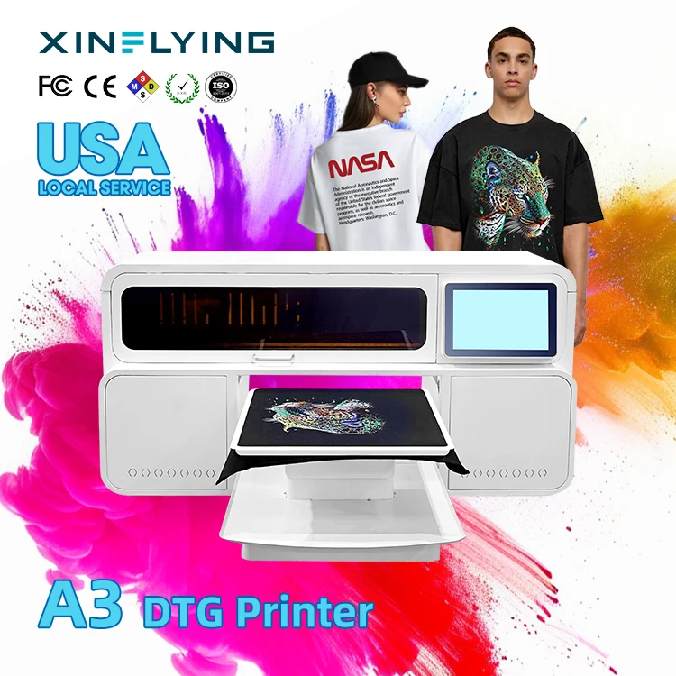 XinFlying a3 dtg printer i3200 double heads 48*47cm station for t-shirt printing direct to garment dtg printer