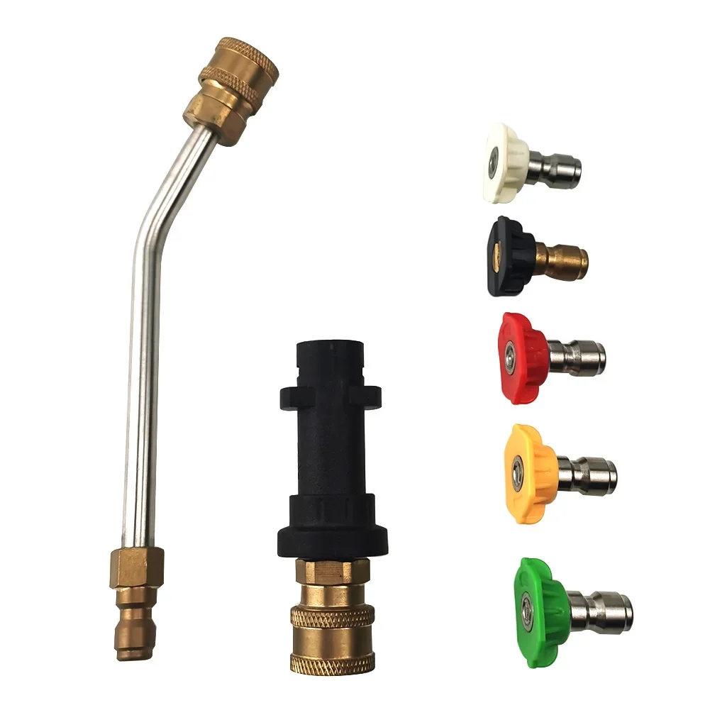 High-pressure Car Wash Water Gun Connector 5 Angle Quick Connect Nozzles + Pressure Washer Extension Wand for Karcher K2-K7