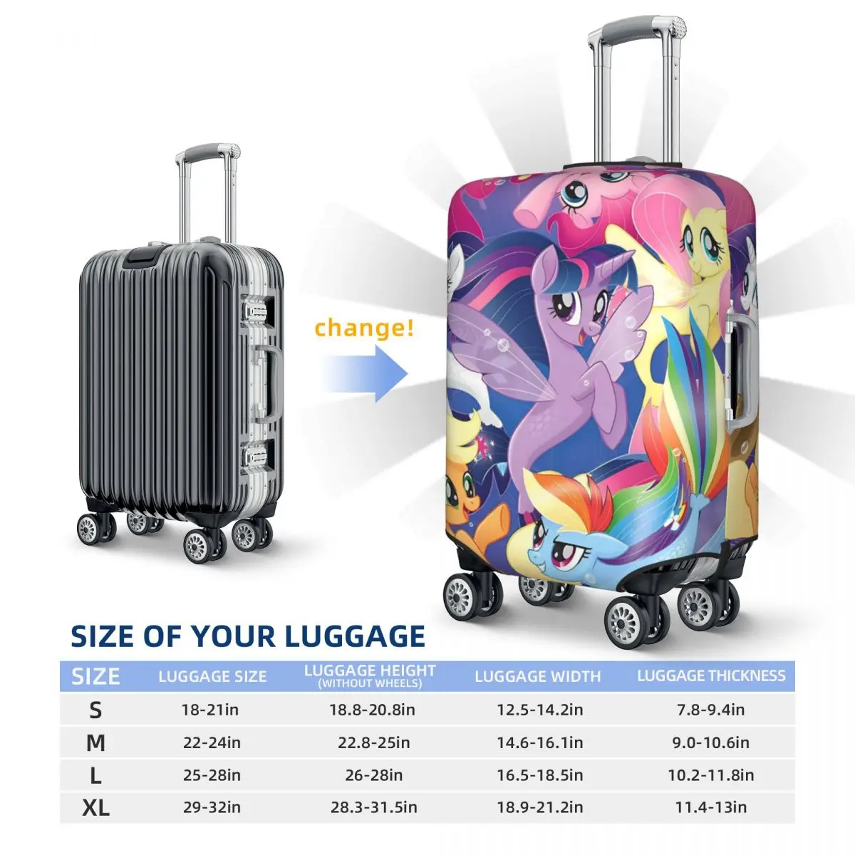 Pokrowiec na walizkę My Little Pony, ochrona podróżna, elastyczne akcesoria do bagażu na wakacje