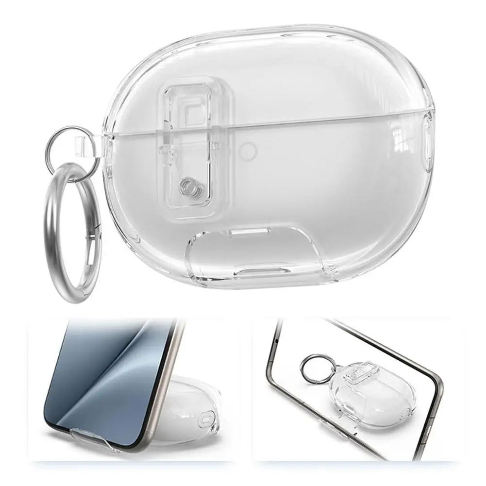 Clear Case For Huawei FreeBuds Pro 5 With Phone Stand Luxury Transparent TPU + PC Shockproof Protective Cover Secure Lock