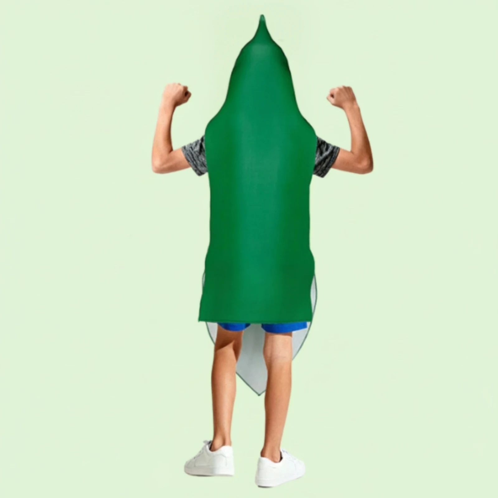 Green Pea Pod Costume Stage Ready Pea Pod Costume Cosplay Outfit Hooded Dress-up Wear Hook and Loop Fastener for Party view 3