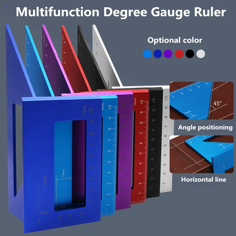 Aluminum Alloy Wooden Square Multifunction Ruler 45 90 Degree Gauge Rules Plastic Woodworking T-shaped marking Gauges Tools