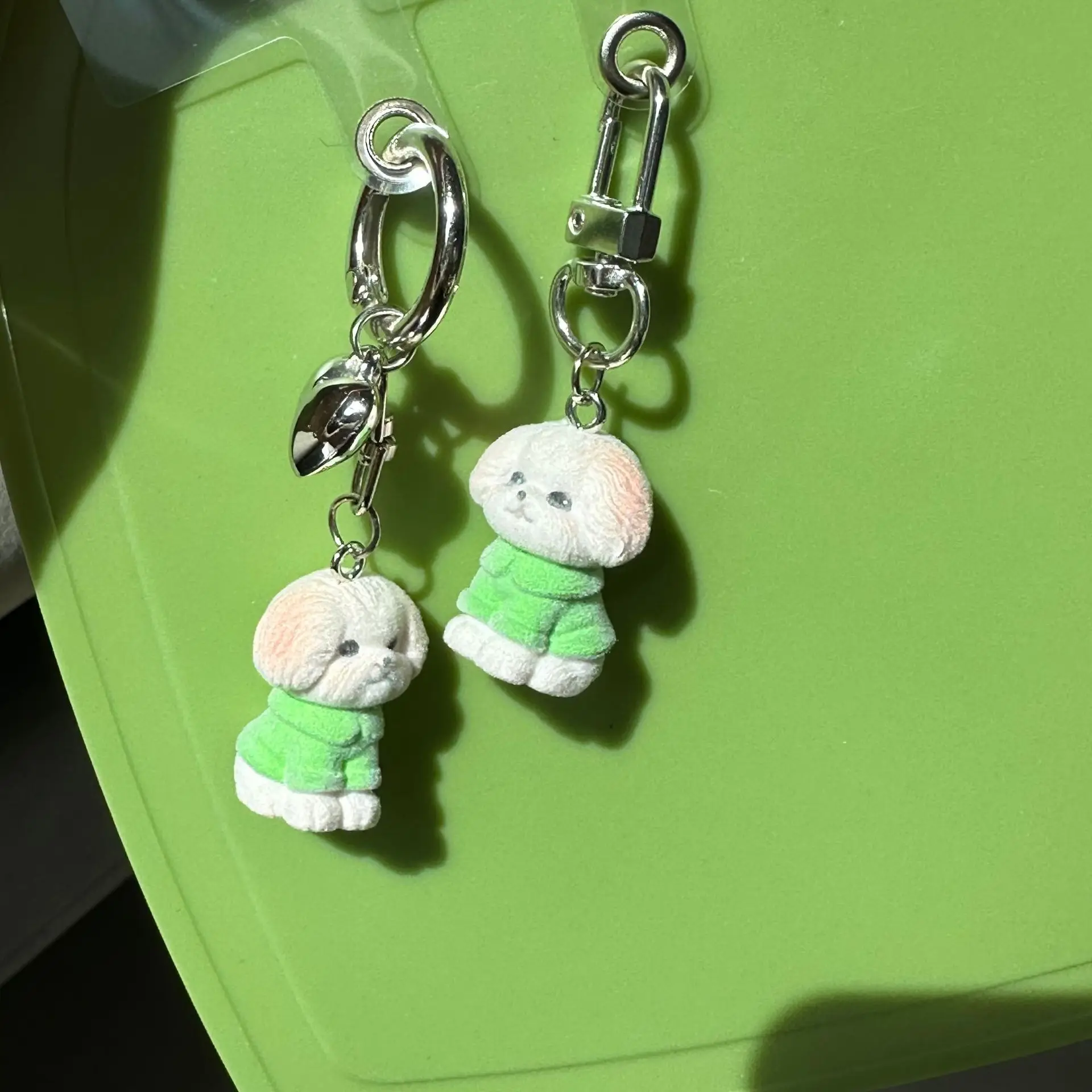 Cartoon Cute Flocking Bichon Dog Key Chain for Women Girl's Kawaii Puppy KeyRings Party Jewelry New Year Gifts