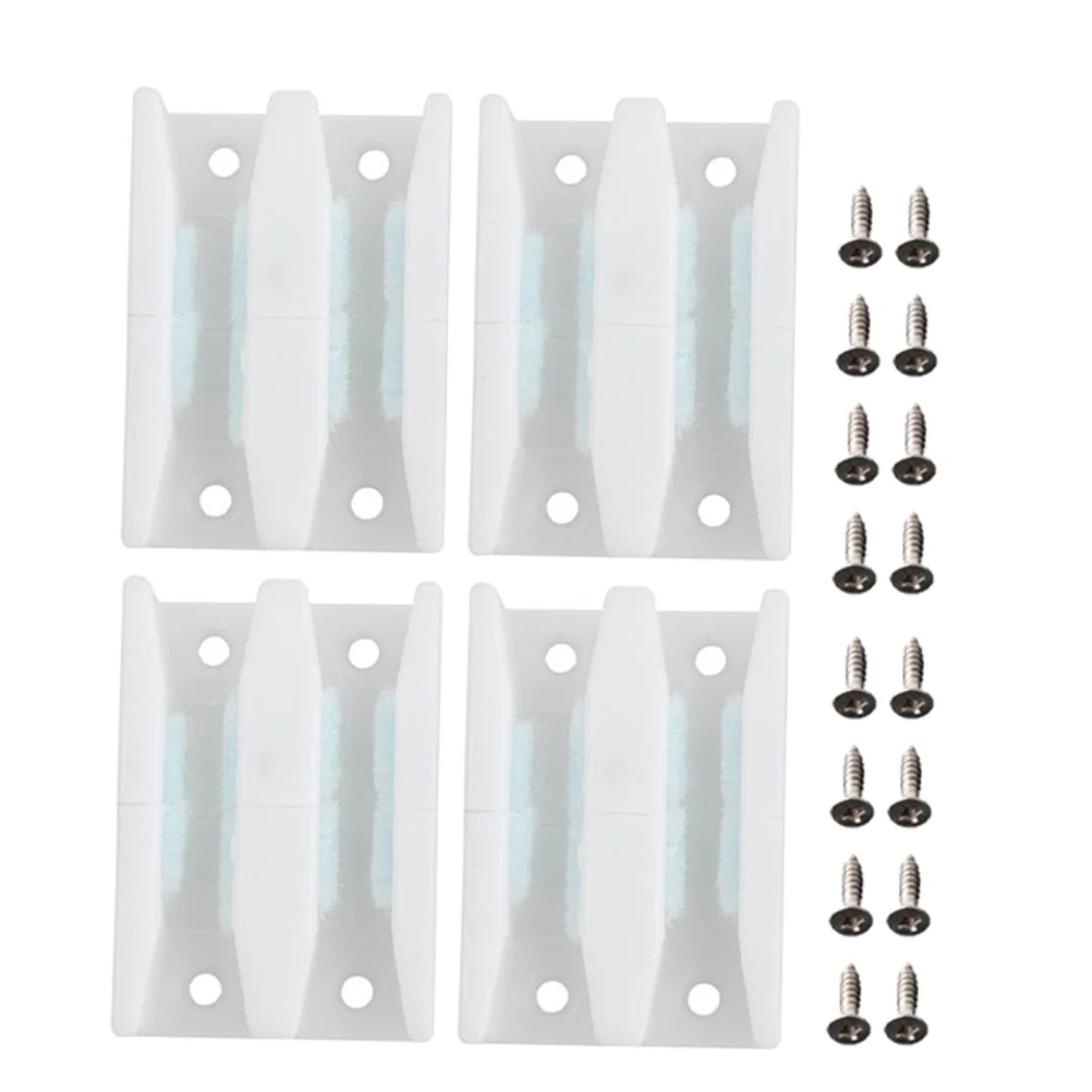 

4 Sets White Shower Guides Bottom Mount Sliding Door Stop 4 Screws Each Strong Stability Easy Install Glass Door Track