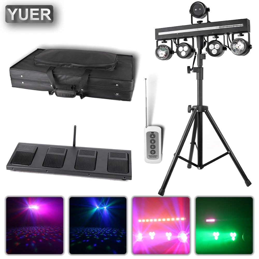 

New Light Stand LED 4 Par Combined Effect Light Stage Lighting WithMagic Ball Strobe Wash Laser Light Effect Party Bar DJ Disco