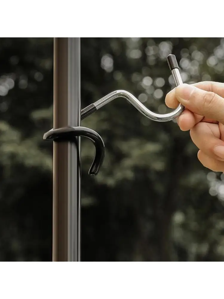 Y1UC 2Pcs Outdoor Camping Lamp Hook Nonslip Stainless Steels Pigtail Hook Nonslip Lights Hook Portable Tent Poles Lamp Hanger