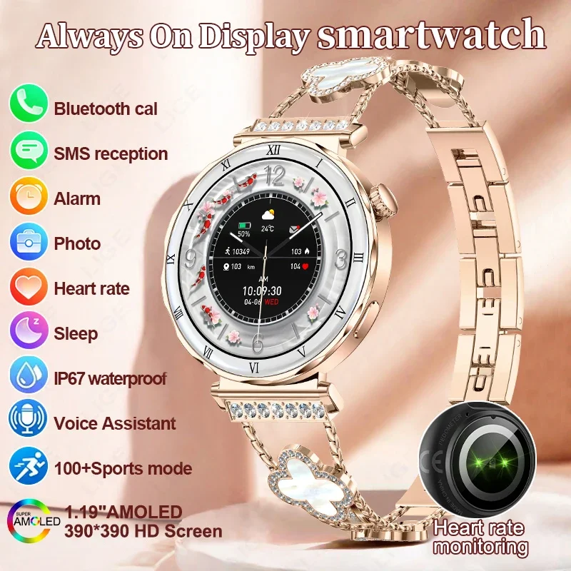 

LIGE женские умные часы с голосовым помощником, умные часы Laides, водонепроницаемые, BT Call, спортивные, фитнес-мониторы сердечного ритма, умные часы для женщин